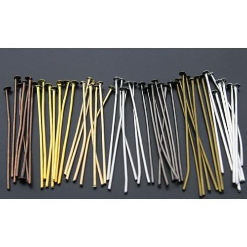 200pc/lot 35mm 45mm Length Metal Flat Head Pins Needles Bronze Rhodium Gold Silver DIY Jewelry Findings Making Accessories Z80