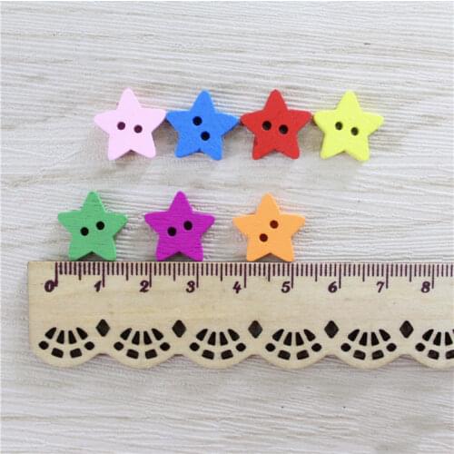 2000pcs Mixed Wood Buttons Star Shape 2 Holes Sewing Baby Fancy Button 15mm Embellishments Cardmaking Scrapbooking