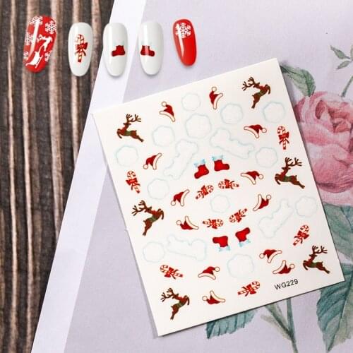 2020 new years snowflakes Snowman Santa Claus stickers for nails Christmas Gift Water Transfer Slider Foil for nails sticker