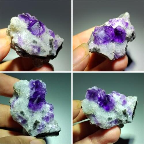 29.1-79gPurple fluorite ore home decoration ring vein healing geology teaching CRYSTAL QUARTZ GEM