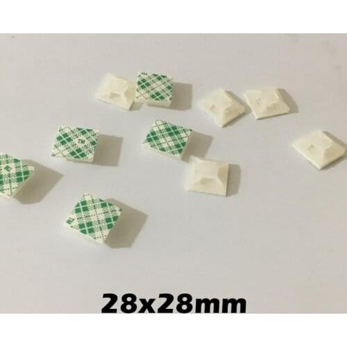 50pcs 28x28mm 28*28 White Black Nylong Square Plastic 3M Glue Self Adhesive Wire Zip Fixed Seat Holder Cable Tie Mount Base