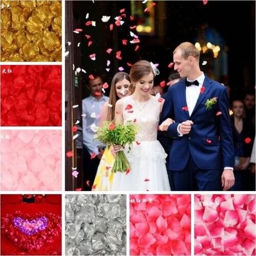 500/1000/3000ps Silk Rose Petal Table Confetti Artificial Flower Baby Shower Crafts Wedding Supplies Party Christmas Venue Decor