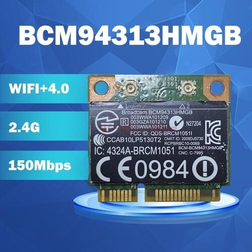 BroadCom BCM94313HMGB BCM4313 Half Mini PCI-e 150Mbps Bluetooth4.0 WLAN Card SPS:657325-001 for HP G4 G6 2000