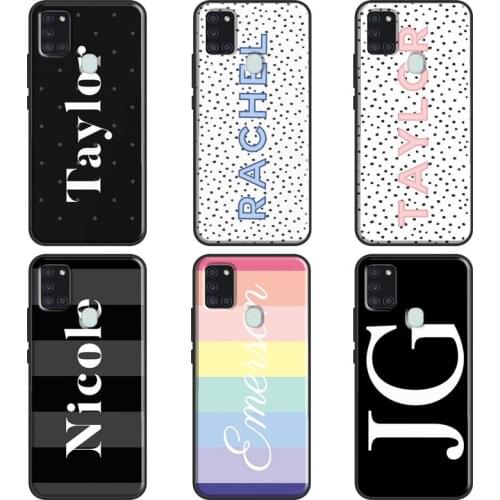 Personalized Name Custom Monogram Case For Samsung Galaxy A51 A71 A10 A40 A50 A70 M21 M31 A11 A31 A30S A20e A21S Fundas