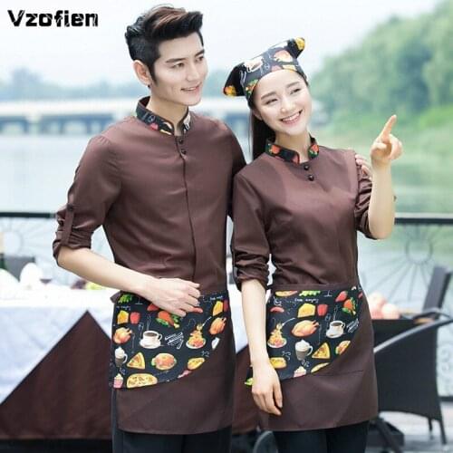 Hot Pot Restaurant Staff Uniforms Autumn Winter Kitchen Tooling Waiter Uniforms Chef Jacket Long-Sleeved Bakery Hotel Work Wear