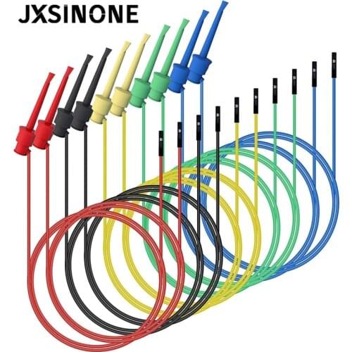 JXSINONE 10PC Dupont Male/Female to Test Hook Clips Silicone Jumper Wires Transistor Tester For Electrical Testing P1534 P1535