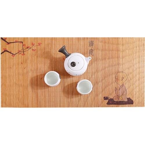 Chinese Zen Bamboo Tea Mat Custom Printed Hand-painted Table Flag Manual Ceremony Teapot Pad Heat Insulation Pad Desktop