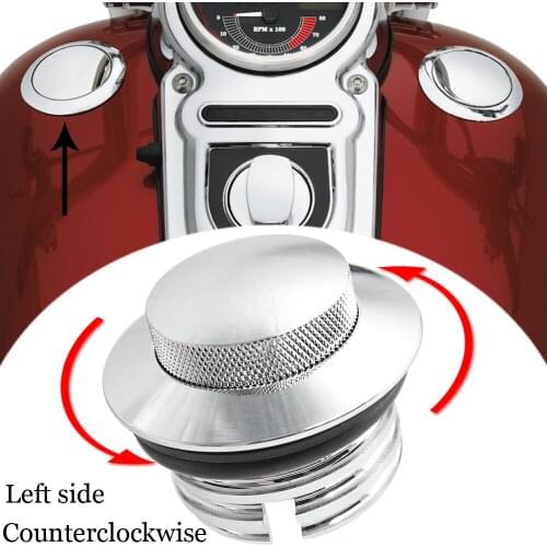Anticlockwise Motorcycle Fuel Gas Tank Cap Aluminum Chrome Decorative Oil Cover For Harley Road King Softail Dyna Models