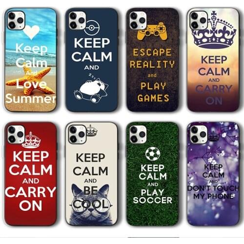 Cute KEEP Case for iPhone 12 Pro Max Funda Case for iPhone 11 12 Pro XR XS Max mini 7 X 8 6 6S Plus 5 5S SE 2020 Black Silicone