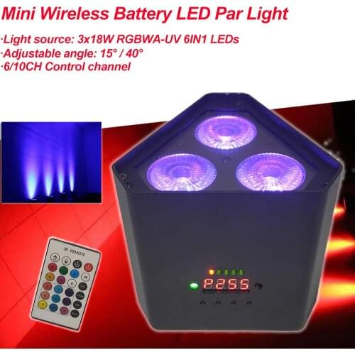 Mini Wireless Battery LED Par RGBWA UV 6IN1 LED Wash Light 3x18W High Power Bright DJ Party Christmas Stage DMX Night Uplight