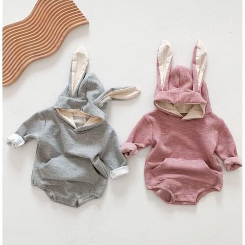 Spring Baby Boys Girl Rabbit Rompers Baby Girl Long Sleeves Hooded Rompers Autumn Baby Boy Girl Newborn Rompers Clothes