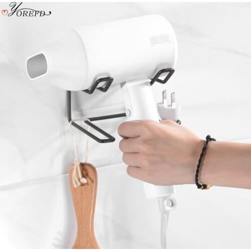 OYOREFD Wall Mounted Multi-function Hair Dryer Holder Bathroom Stainless Steel Hairdryer Cable Holder Bathroom Storage Organizer