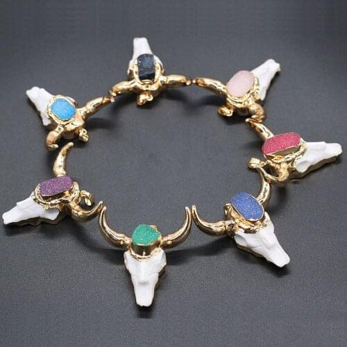 New Style Cow Bone Pendant Cow-head Shaped Crystalline Germ Pendant For Jewelry Making DIY Necklace Bracelet Accessory