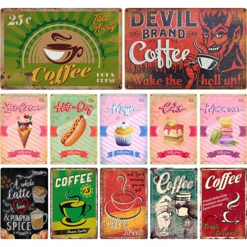 Tin Signs Coffee Vintage Metal Plate Wall Retro Bar Pub Cafe Shop Kitchen Decor Poster