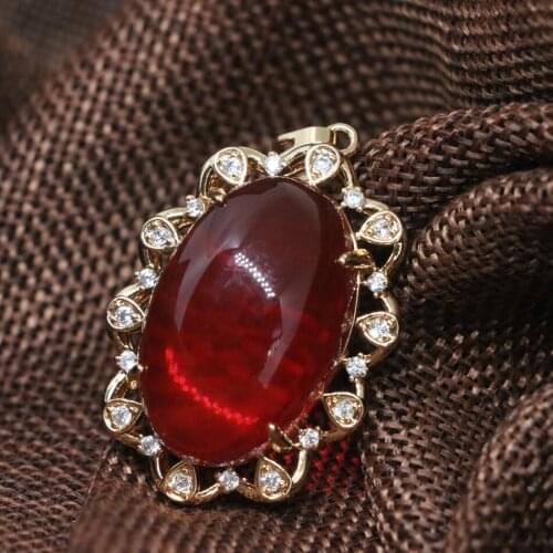 Wholesale retail factory outlet red simulant resin beeswax oval pendant beeswax synthetic lvory vintage women jewelry B1843