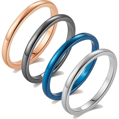 Simple Elegant Rose Gold/Black Color Stainless Steel Ring for Women Man Fashion Couple Wedding Jewelry Quality Gift 4pcs/Set