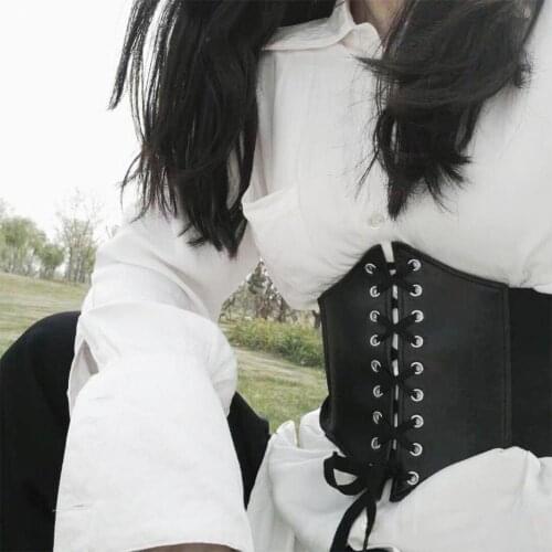 2021 Women Corset Wide Pu Leather Belt Cummerbunds Strap Belts Women Elastic Tight High Waist Slimming Body Shaping Girdle Belts