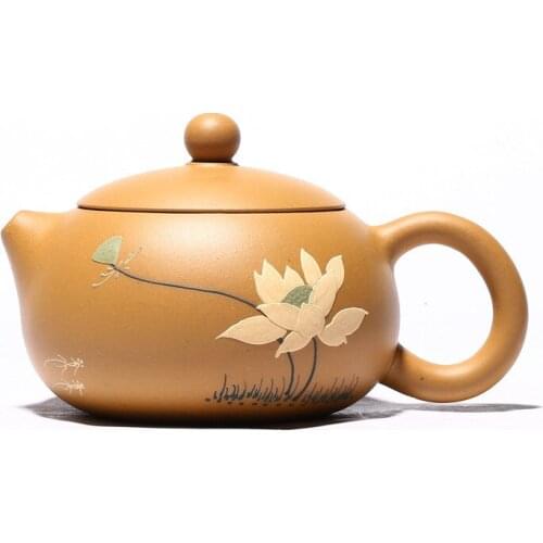 Hand-painted Yixing Famous Purple Clay Teapot Ore Gold Section Mud Lotus Fragrance Xishi Creative Household Teapot