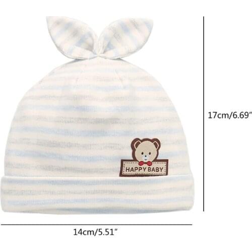 Newborn Infant Warm Baby Soft Cotton Tire Hat Cute Cartoon Bow Ears Beanie for Toddler Boys Girls Shower Gifts H055