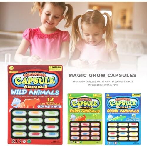 Magic Grow Capsules High Quality Favor 12 Assorted Animals Capsules Educational Toys Random Color Children Party Playing Game