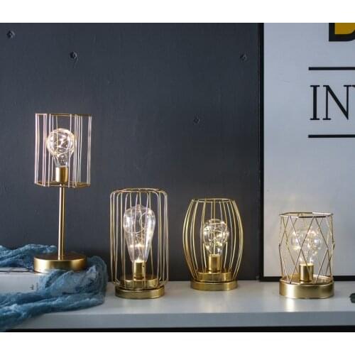 Explosion Models Minimalist Wrought Iron Candlestick Lamp Nordic Diamond Geometry Bulb Decoration Lamp Posing Style Lamp