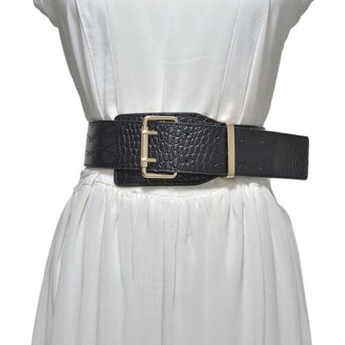 Womens runway fashion pu leather Cummerbunds female Dress Corsets Waistband Belts decoration wide belt R2389