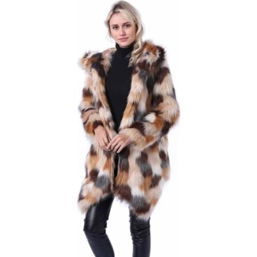 Womens Sheepskin Faux Fur Jacket Winter Coat Genuine With Hood Natural Parka Plus Size Leopard Skin Speckled Russia Streetwear