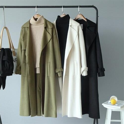 Women Long Trench Coat 2019 Winter Double-sided Coat Windproof Woman Overcoat Casaco Feminino Streetwear With Belt A1185