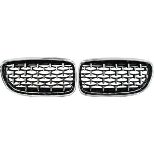 1 Pair Racing Grills Premium ABS Meteors Kidney Front Grille Auto Racing Grille for BMW 3 Series E90 New 2009-2012 Black/Silver