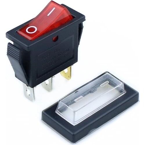 1PCS KCD3 Power switch 15A /20A 125V/250V 3 Pin Rocker Switch Whites Clear Silicone Waterproof Protect Cover Rectangle