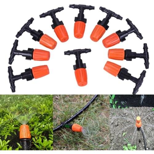 10Pc Garden Sprinklers Adjustable Misting Nozzle with Tee Joint for Garden Watering Irrigation Grass Lawn Water Sprinkler Nozzle