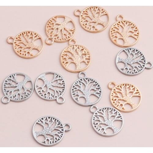 20pcs 24x24mm Hollow Life Tree Christmas Trees Pendants for DIY Bracelets Necklaces Christmas Jewelry Making Finding