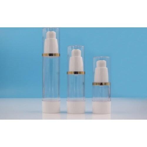 30ml plastic airless bottle white pump gold line lid for serum/lotion/emulsion/liquid foundation/eye essence/skin care packing