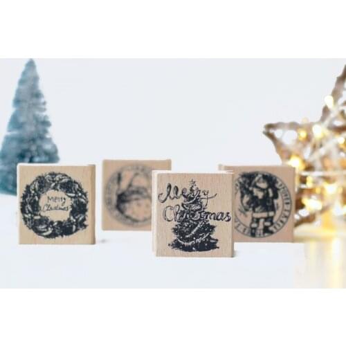 4Patterns Chrismas Items Wood Stamp For Stationery DIY Scrapbooking Rubber Card Making Album Decoroation Crafts