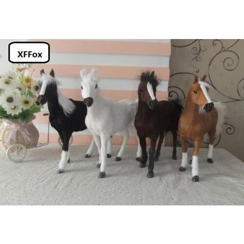 4 pieces a set real life horse models plastic&furs simulation standing horse dolls gift about 28x25cm xf1841