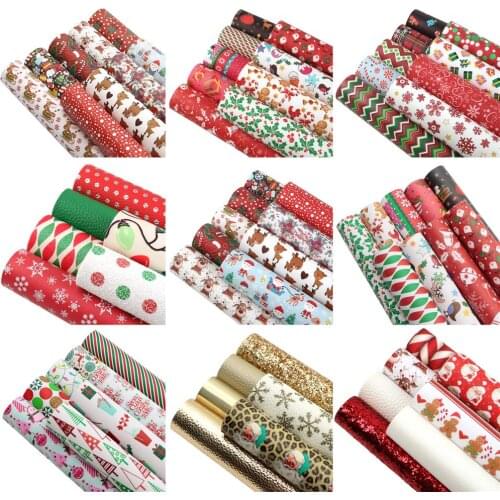 David accessories 20*33CM Smooth Damask Printed Faux Synthetic Leather Fabric for Bows DIY Handmade Materials,1Yc12247