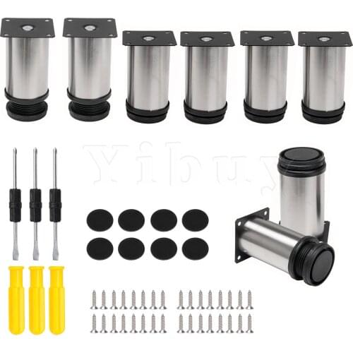 8x Adjustable Stainless Steel Round Sofa Feet for Furniture Parts 5x10cm