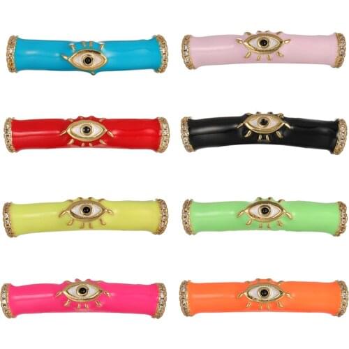 Handmade Greek Evil Eye Beads Rainbow Enamel Curved Tube Bead Accessory For DIY Natural Stones Beadwork Jewelry Making Supplies