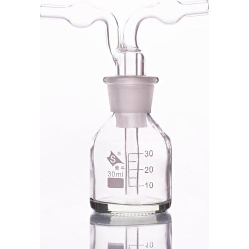 Drechsel gas washing bottle ,Capacity 30ml,Lab Glass Gas Washing Bottle,Free Shipping Shisha hookah