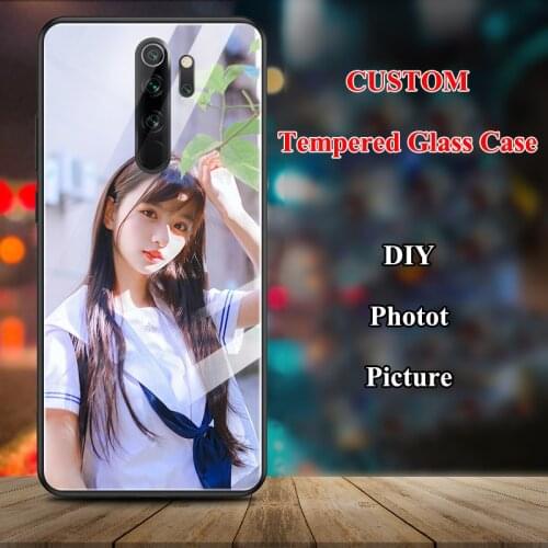 For Xiaomi Redmi 8 Note 8 Pro 8T 7 Pro 7 Mi Note 10 Pro CC9 Pro CC9E Case Custom DIY Photo Tempered Glass Back Cover Funda