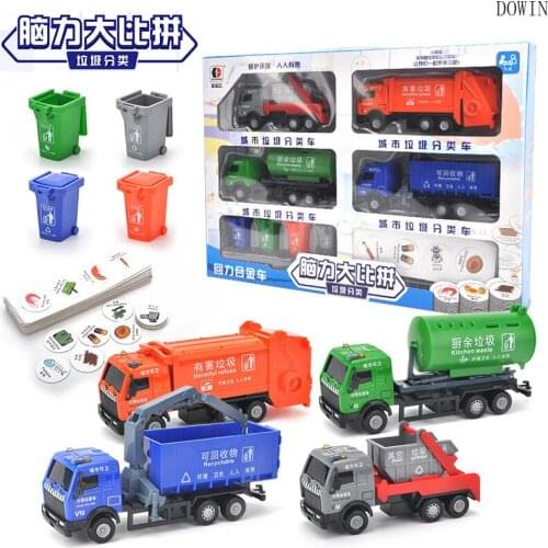 Children Sanitation Truck Garbage Truck Toy Boy Simulation Inertia Engineering Cleaning Car Model Suitable Alloy car suit