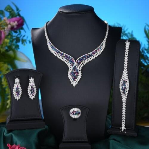 GODKI New Trendy 4PCS Full Micro CZ Luxury African Jewelry Set For Women Wedding Party Zircon Crystal Indian Neckalce Earring
