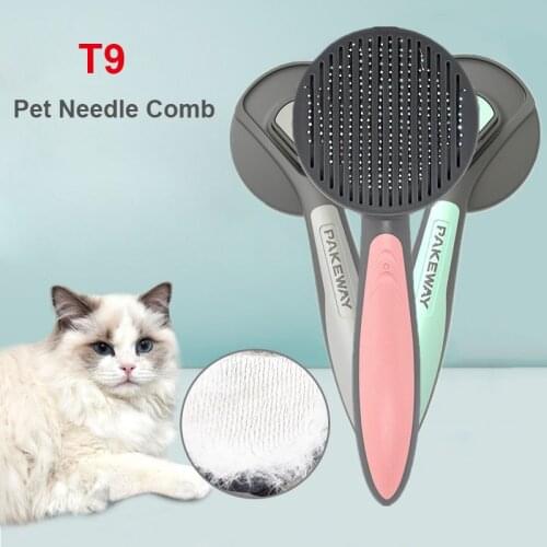Cat Comb Dog Comb T9 Self Cleaning Removes Hairs Cat And Dogs Needle Pet Hair Remover For Dogs Animal Hair Brush Grooming Tool