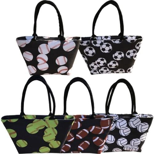 Baseball Ruby Volleyball Pattern Canvas Handbag Outdoor Sport Totes Bag Women Shoulder Bag Large Capacity Travel Bag