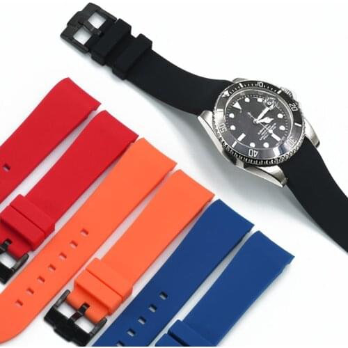 Curved End 20mm 22mm TOP Quality Waterproof Diving Sport Wrist Strap Replacement Silicone Rubber Watch Bands For Omega Watch