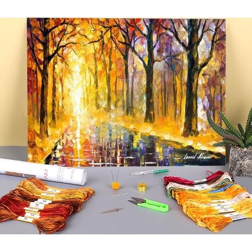 Oil Painting Style Printed 11CT Cross Stitch Set DIY Embroidery DMC Threads Handicraft Sewing Craft Knitting Sales Different