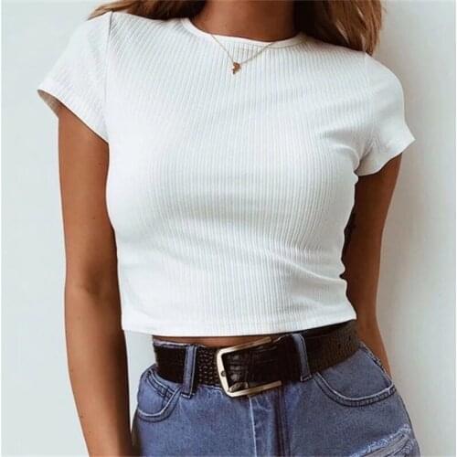 Summer Women Y2k T-shirt Casual Short Sleeve Cropped Tops Tees Womens Clothes Crop T Shirts Sexy Tops Blusas Magliette Donna