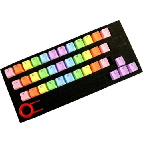 37 Keys PBT Keycap OEM Profile Mechanical Keyboard Keycap Set Rainbow Gradient Doubleshot Keycaps with Key Puller