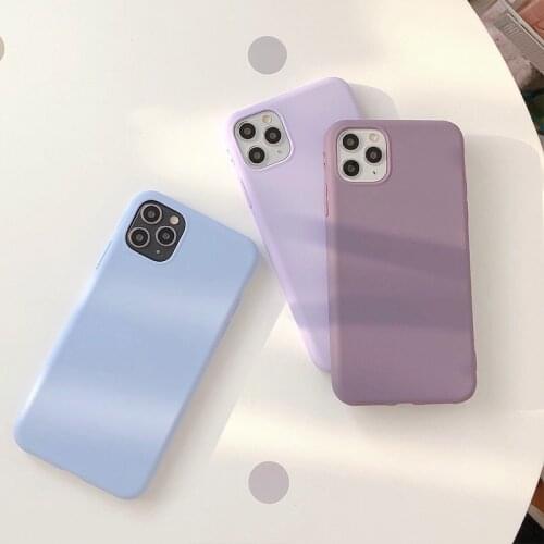 Fashion Solid Matte Soft Soft Silicone Phone Case For iphone Xs XR 12 Mini 11 Pro Max SE 6s 7 8 Plus Lavender violet Back Cover