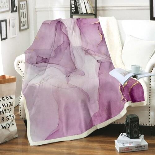 Marble Pattern Sherpa Fleece Blanket Black White Gold Foil Bed Blanket Abstract Art Throw Blanket Mantas De Cama